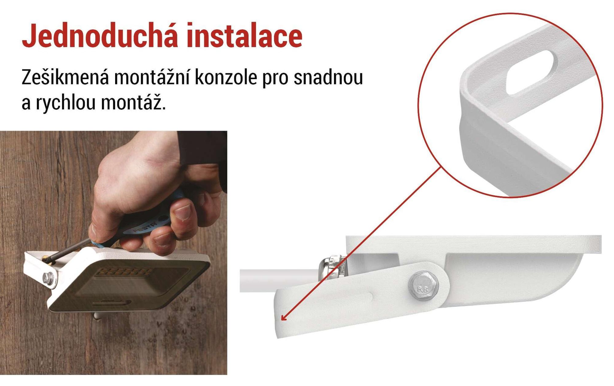 EMOS LED hliníkový reflektor GLARO 20W, IP65 vodotěsný pro venkovní prostory, 2000lm, neutrální bílá 4000K, 20cm gumový kabel, bílý, ZS2224W