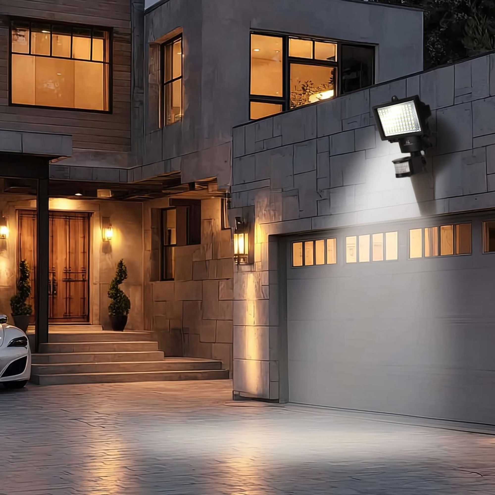 Solarlampen LED Strahler mit Bewegungssensor Flutlichtstrahler Solar Wandleuchte Dämmerungssensor Solarleuchte IP44 6W 360 Lumen 6000K