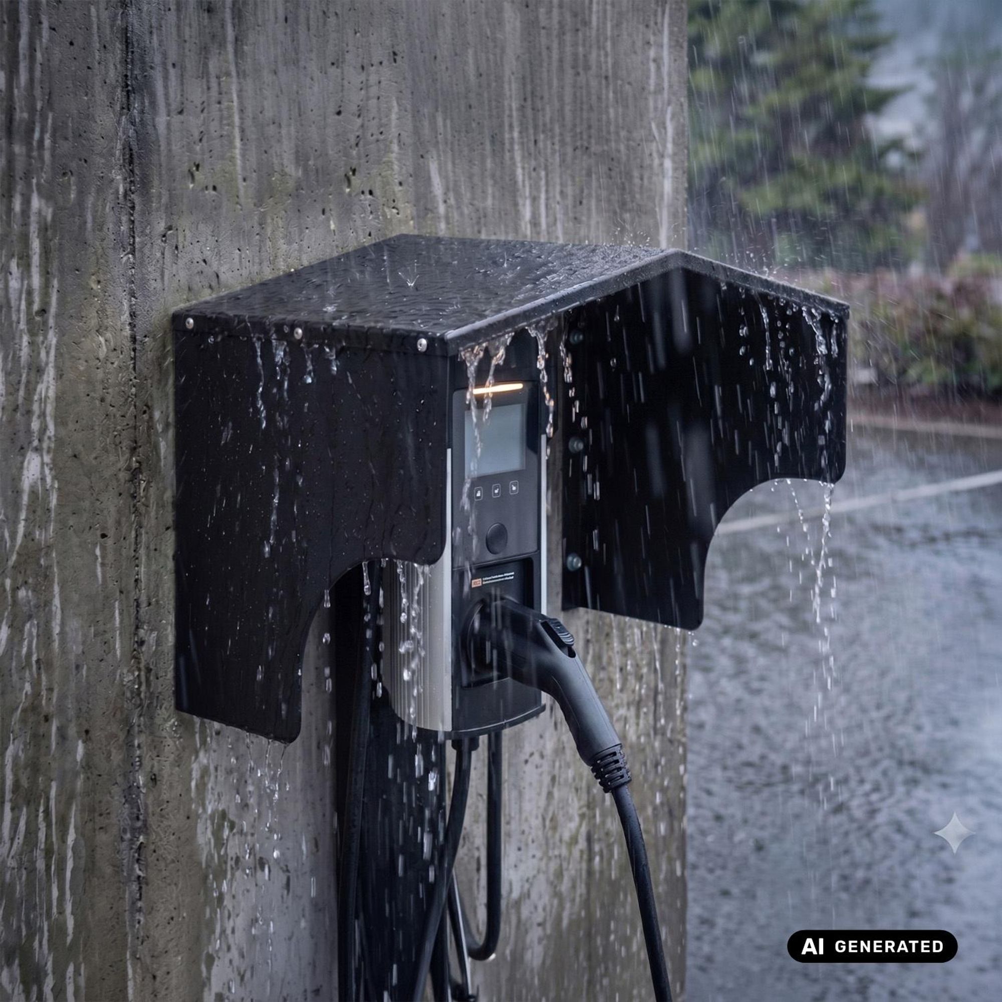 Abdeckung für Maclean-EV-Ladestation, Edelstahl Maße 28 × 32,5 × 44 cm MC-902