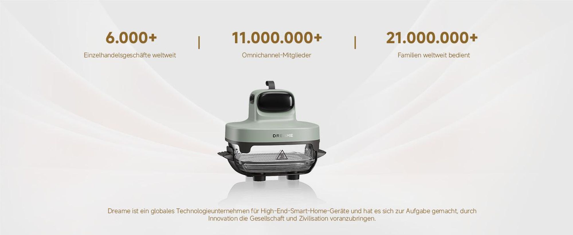 Dreame Tasti AirFryer 5-in-1 Heißluftfritteuse, 6mm starkes,tragbares Borosilikatglas,3D-Heißluftzirkulation,spülmaschinenfest,360° Sicht,2.5l ,Grün