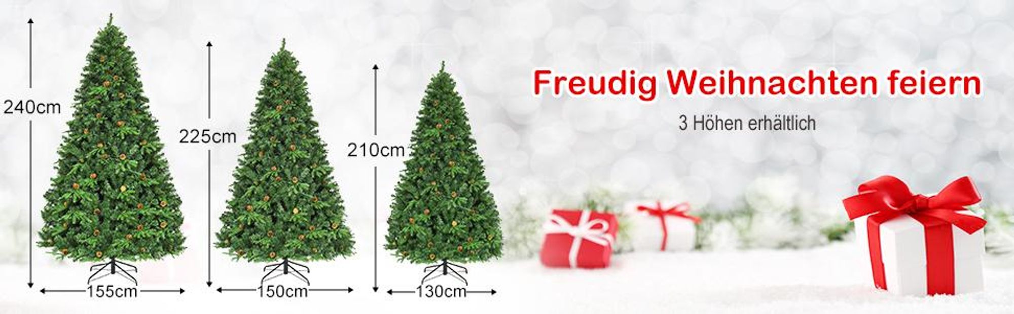 COSTWAY 240cm LED Künstlicher Weihnachtsbaum, Christbaum mit Klappsystem und Metallständer, Tannenbaum geschmückt, Kunstbaum Weihnachten ideal für Zuhause, Büro, Geschäfte und Hotels