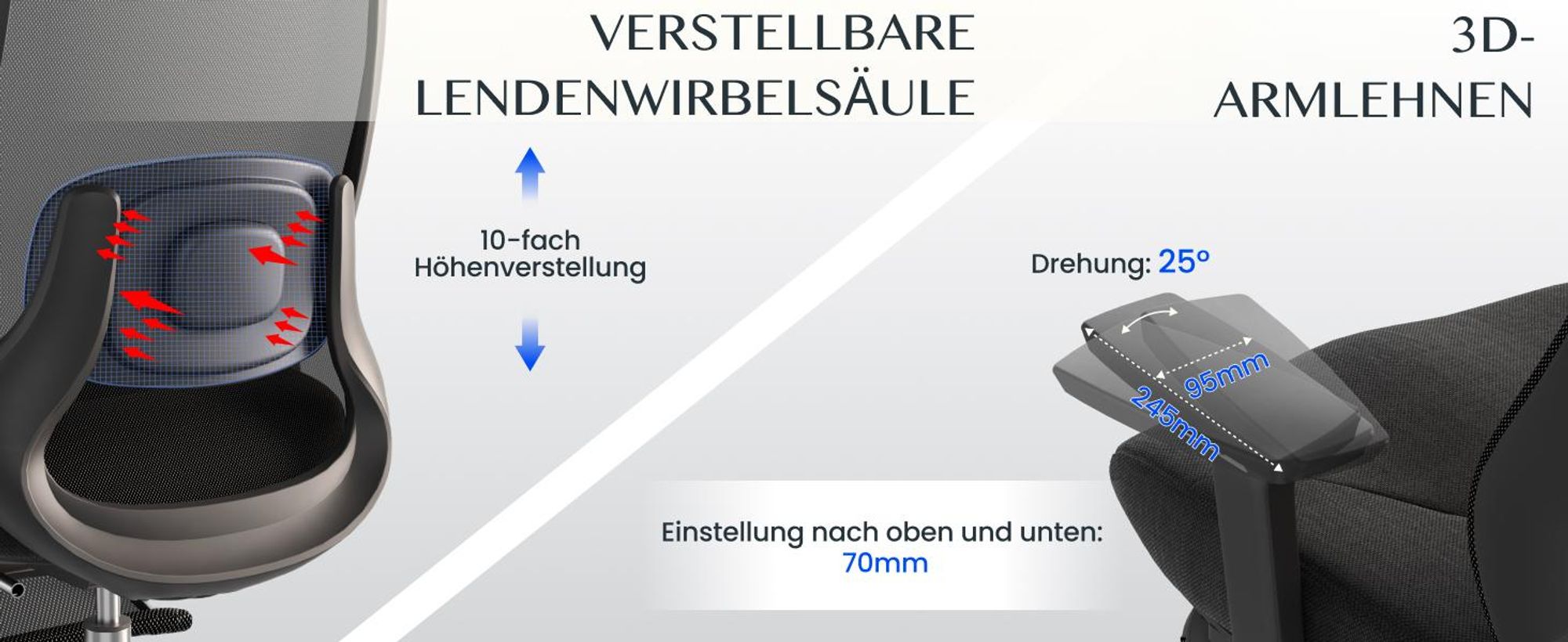 FLEXISPOT MasterEase Ergonomischer Bürostuhl mit 3D Shiatsu-Massage, verstellbarer Lendenstütze, Memory-Sitzkissen und ausziehbarer Fußstütze, Schwarz