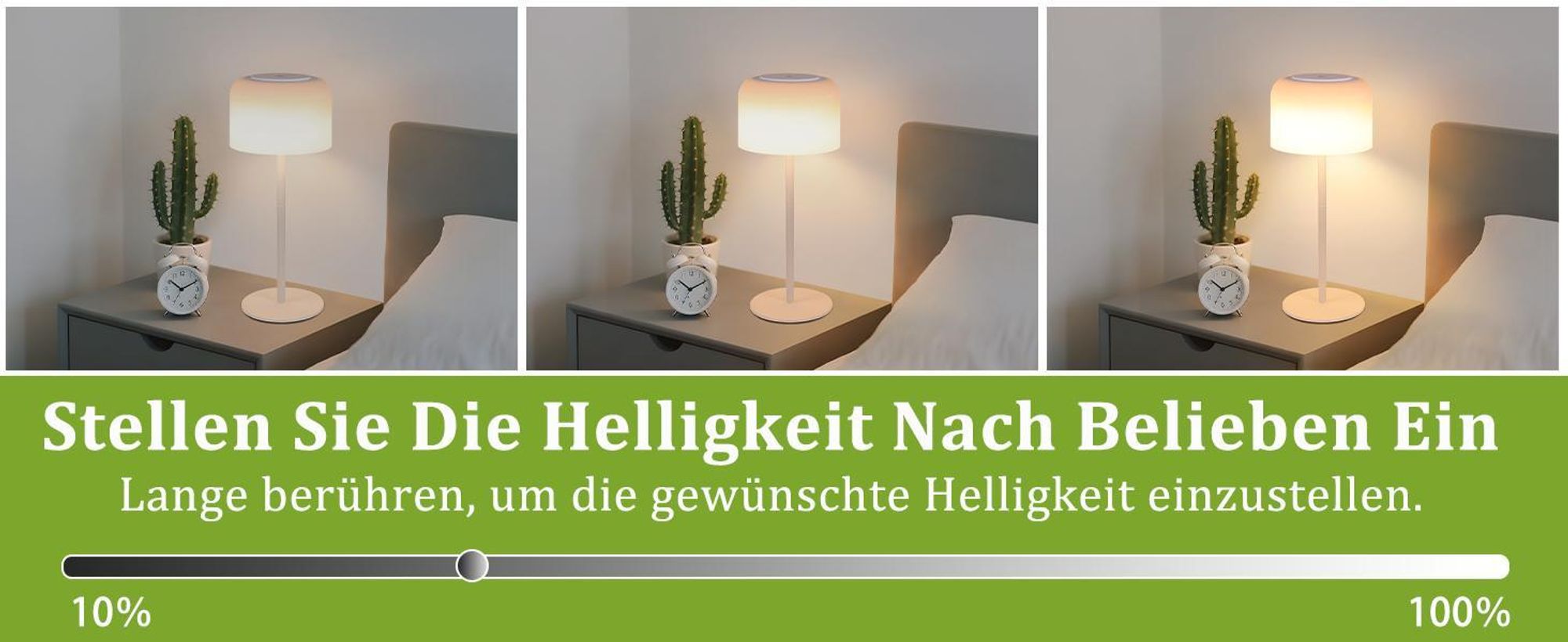 ZMH Tischlampe Kabellos LED Tischleuchte Dimmbar Akku Tischlampe mit 3 Farbtemperaturen Höhenverstellbar USB-C Aufladbar Wasserdichte Tischleuchte für Indoor Outdoor Esszimmer Schlafzimmer