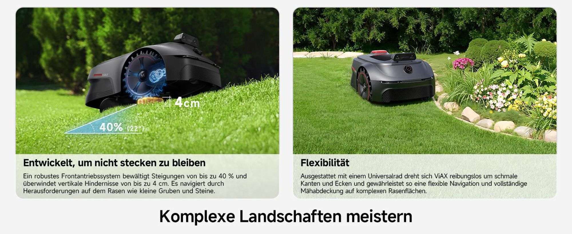 MOVA ViAX 500 Mähroboter ohne Begrenzungskabel, 360° LiDAR + KI Navigation, UltraEyes™ 2.0, automatische Kartierung, bis 500 m²