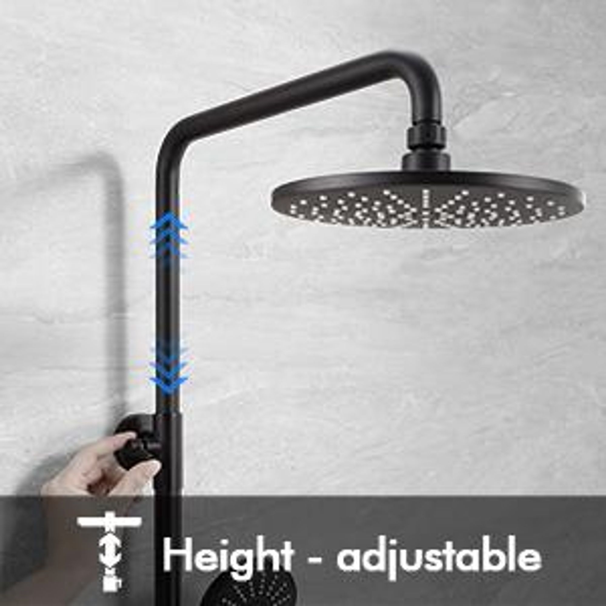 CECIPA Duschset Schwarz Duschsystem Regenduschset ohne Armatur,mit 22cm Kopfbrause Rund und 3 Modus Duschkopf Handbrause,Höhenverstellbar Duschstange Regendusche für Badzimmer