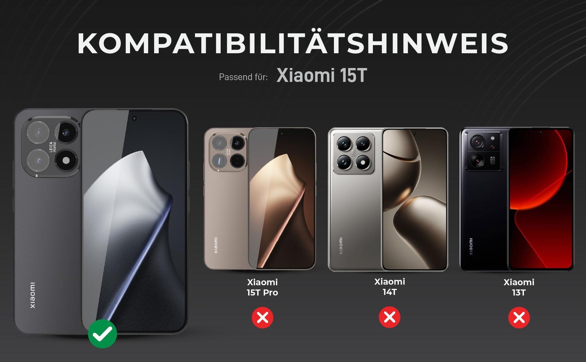 Kompatibilitätshinweise Kameraglas für Xiaomi 15T