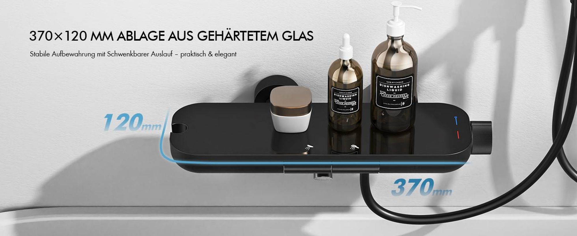 Homelody Badewannenarmatur mit Drehbarer Wasserauslauf Schwarzen Wannenarmatur und Duscharmaturen für Badezimmer