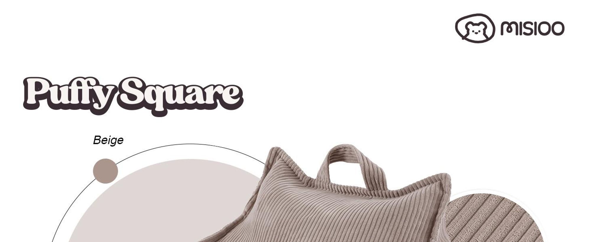 MISIOO Beanbag Kids - Veľký vrece - Veľký vak pre deti - Manšestrový materiál - 77x67x50 cm - Umývateľná tkanina - Držadlo na jednoduché prenášanie - Béžová farba