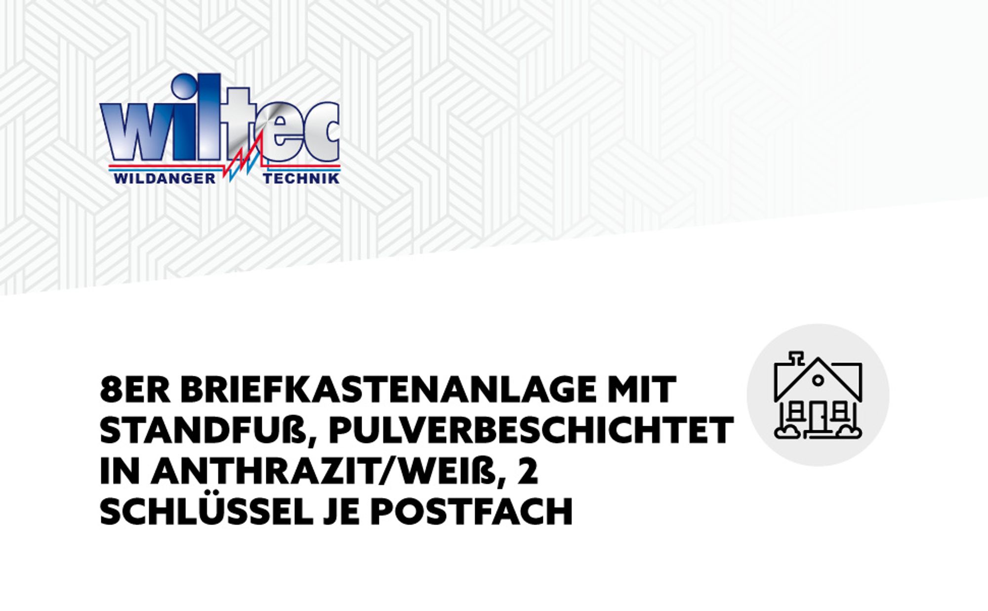 Wiltec 8er Briefkastenanlage Weiß/Anthrazit 945 x 270 x 1500 mm, Standbriefkasten mit 2x4 Fächern, Schlüssel und Namensschild, Briefkasten Postkasten mit Ständer