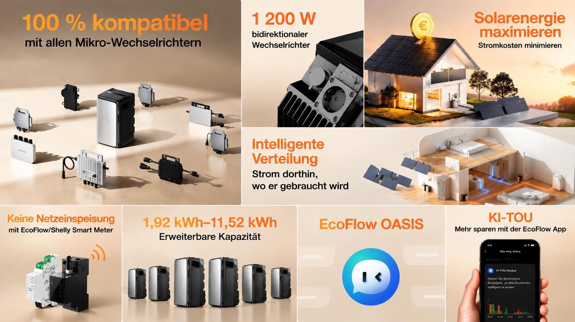Powerness® Balkonkraftwerk Mit Speicher, EcoFlow STREAM Ultra X 3,84 kWh Speicher mit 4x SUNPRO 500W Bifazial Solarmodule & Smart Meter (0% MwSt)