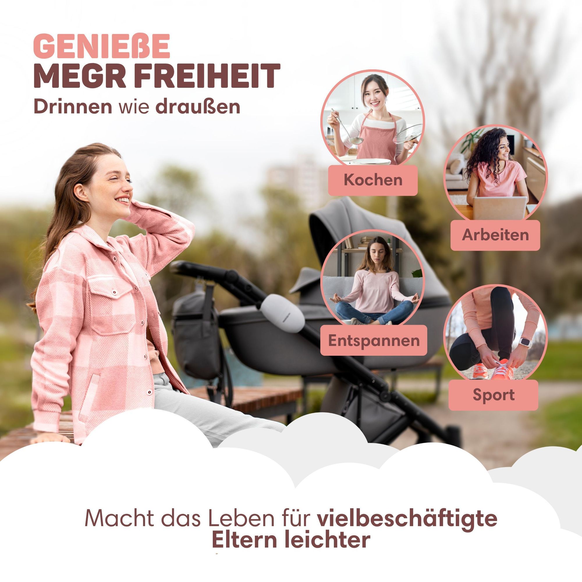 Vulpes Goods Kinderwagenschaukler, Baby-Schaukel für Kinderwagen, Einschlafhilfe für Babys, Automatisches Schaukeln, Inkl. Tragetasche, Weiß