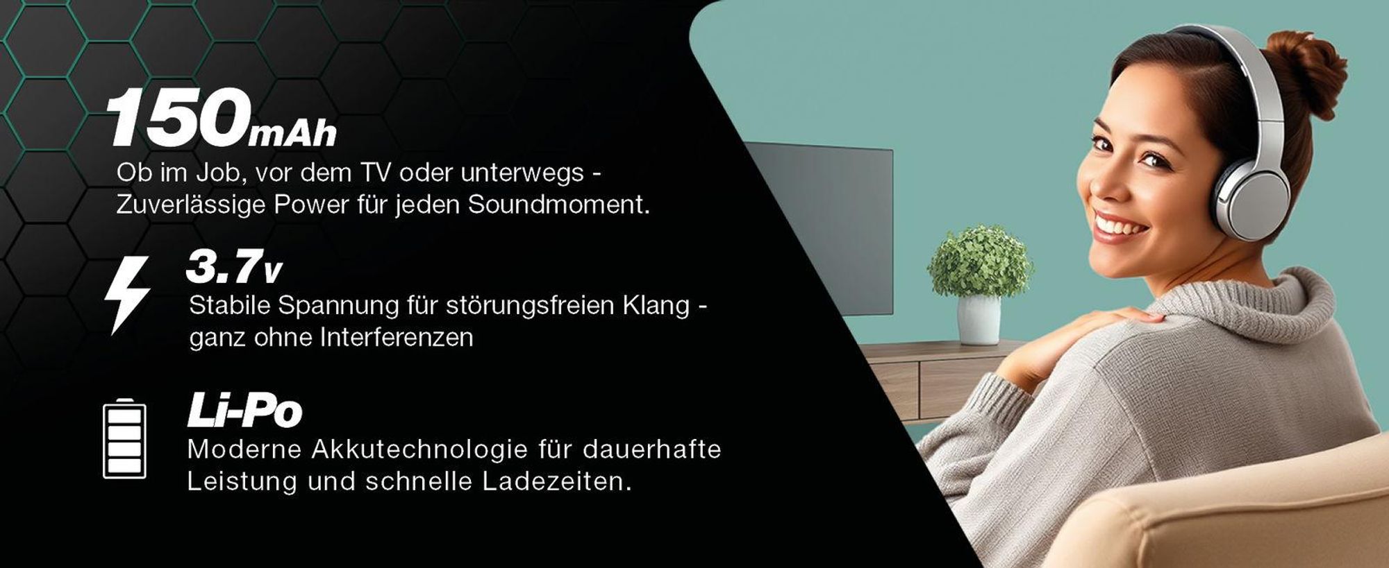 CELLONIC 1x Akku für Headset Kompatibel mit Sennheiser RI 840 (Set 840 TV), RR 4200 (RS 4200 II), RR 4200, BA 300 - (150mAh, 3.7V)
