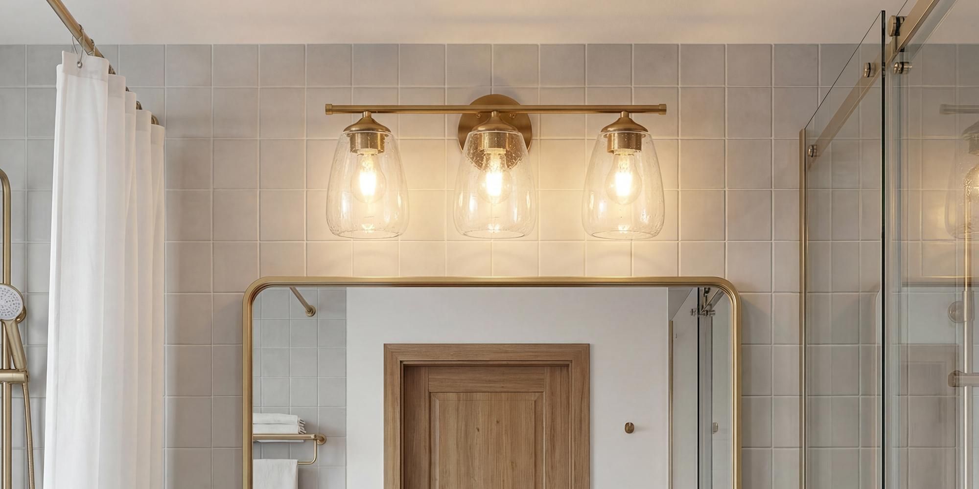 Wandleuchte Waschtischleuchte mit Blasenglas, Gold Nachttischlampe, Wandlampe
