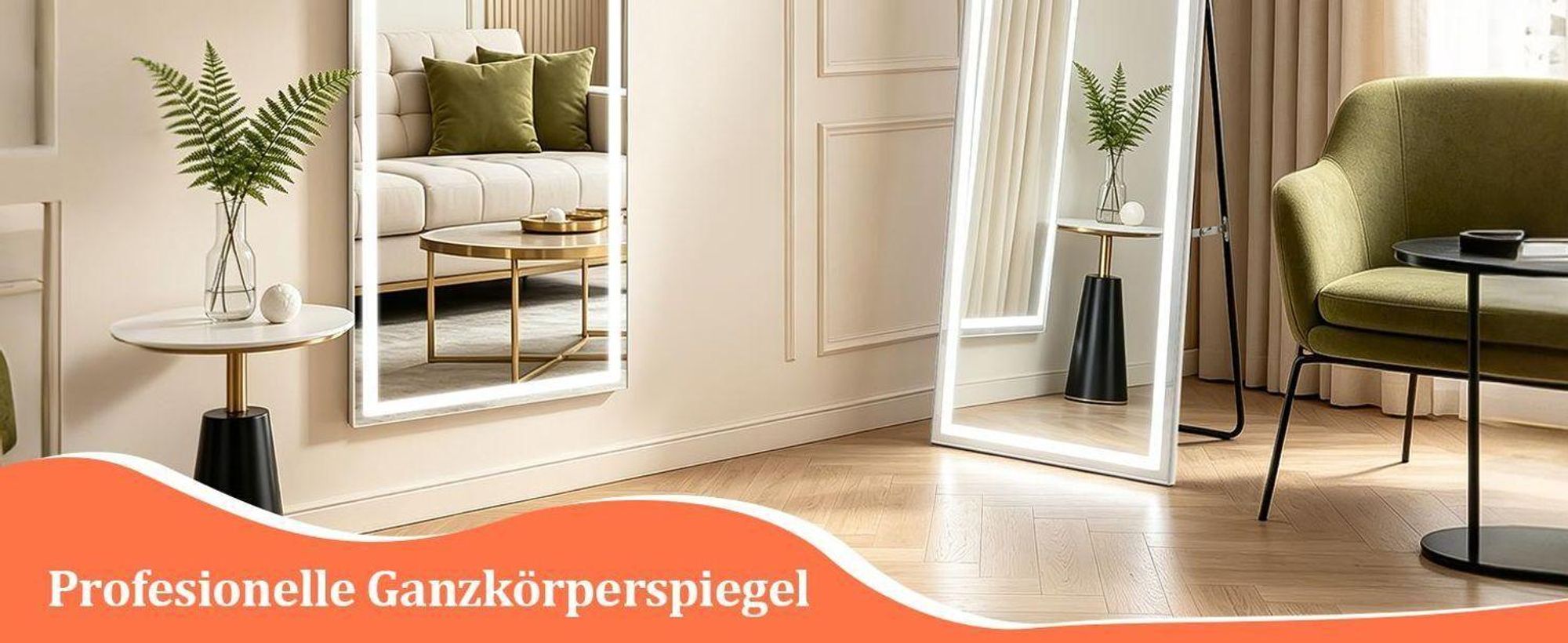 Lustro do kąpieli pełne oświetlane 150x40cm 3 barwy światła panel dotykowy ścienne i stojące funkcja zapamiętywania ustawień biała rama