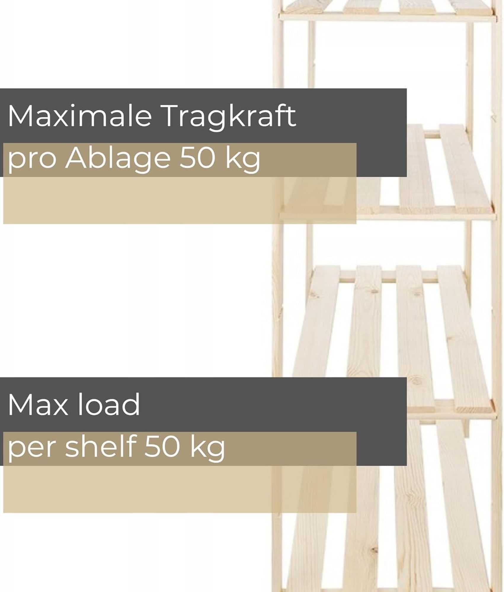 STOLMAK Holzregal Eckregal 83x170x38 cm Kiefernholz Standregal mit 5 Ablagen Natur Lagerregal Kellerregal Badregal für Wohnzimmer Garage
