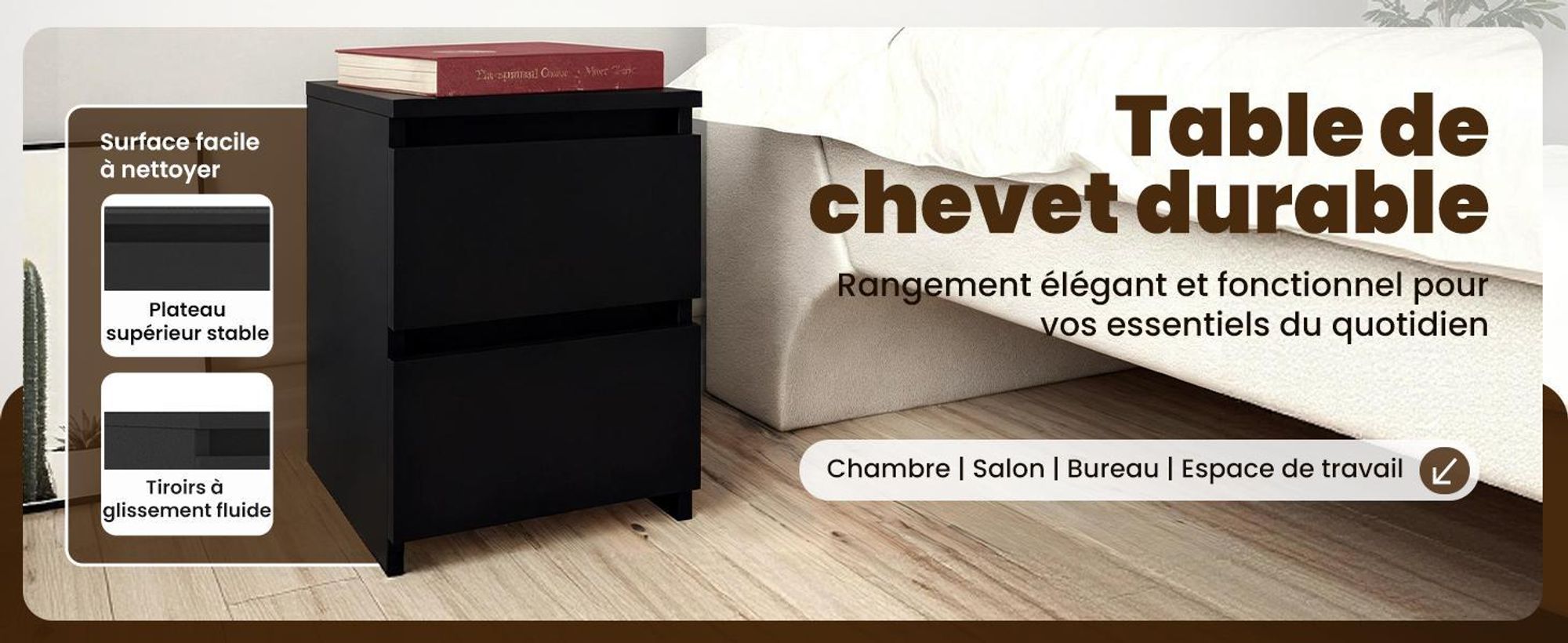 vidaXL Tables de chevet 2 pcs. noir 30×30×40 cm bois composite
