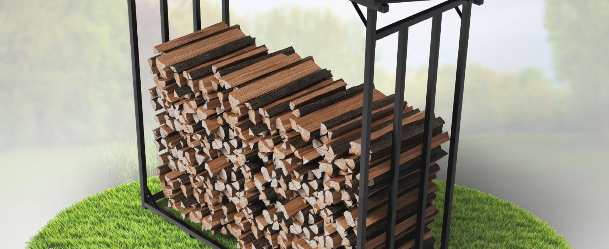 Juskys Kaminholzregal mit Dach 185x70x185 cm, 2,4 m³, wetterfest & stabil mit Zubehör