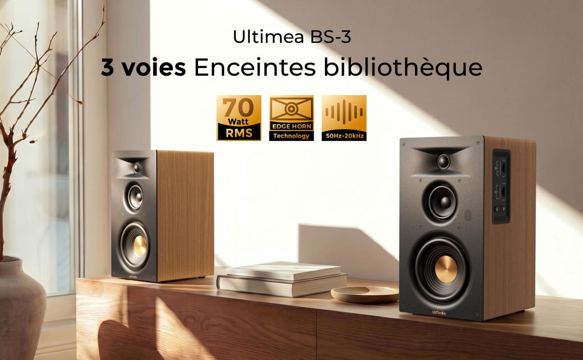 Ultimea Signature BS-30, enceinte acoustique 3 voies, type bibliothèque, avec connectivité HDMI