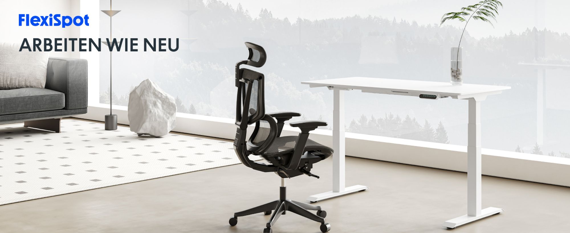 FLEXISPOT E6 Höhenverstellbarer Schreibtisch mit 2 Motoren, 160 kg Tragkraft, Anti-Kollisionsschutz, 4 Memory-Steuerung & USB, 3-stufig (Weiß)