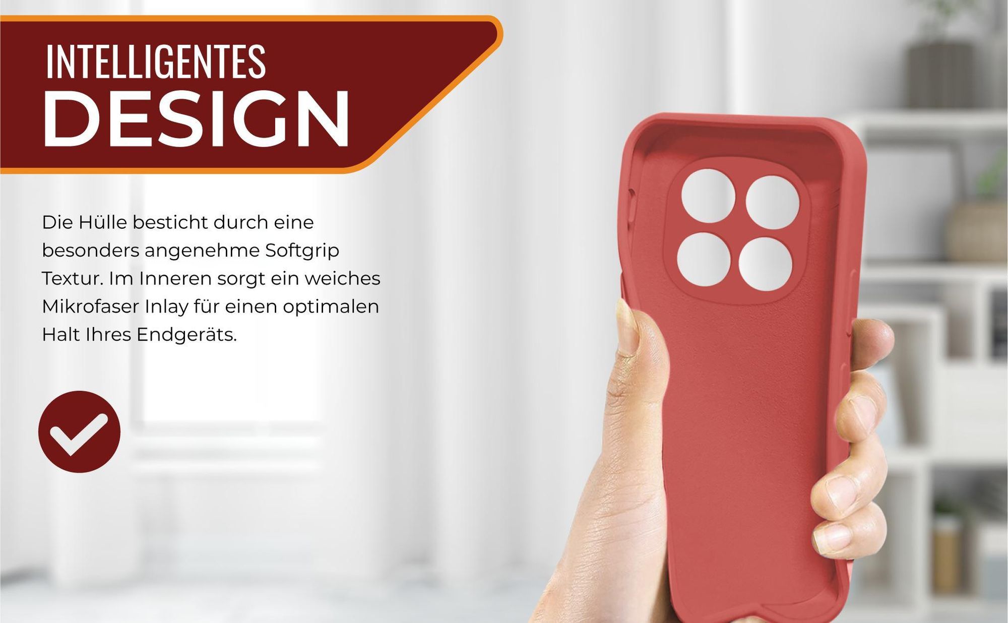 Slimcover in Rot für Xiaomi Redmi Note 14 Pro 5G mit Mikrofraser Inlay