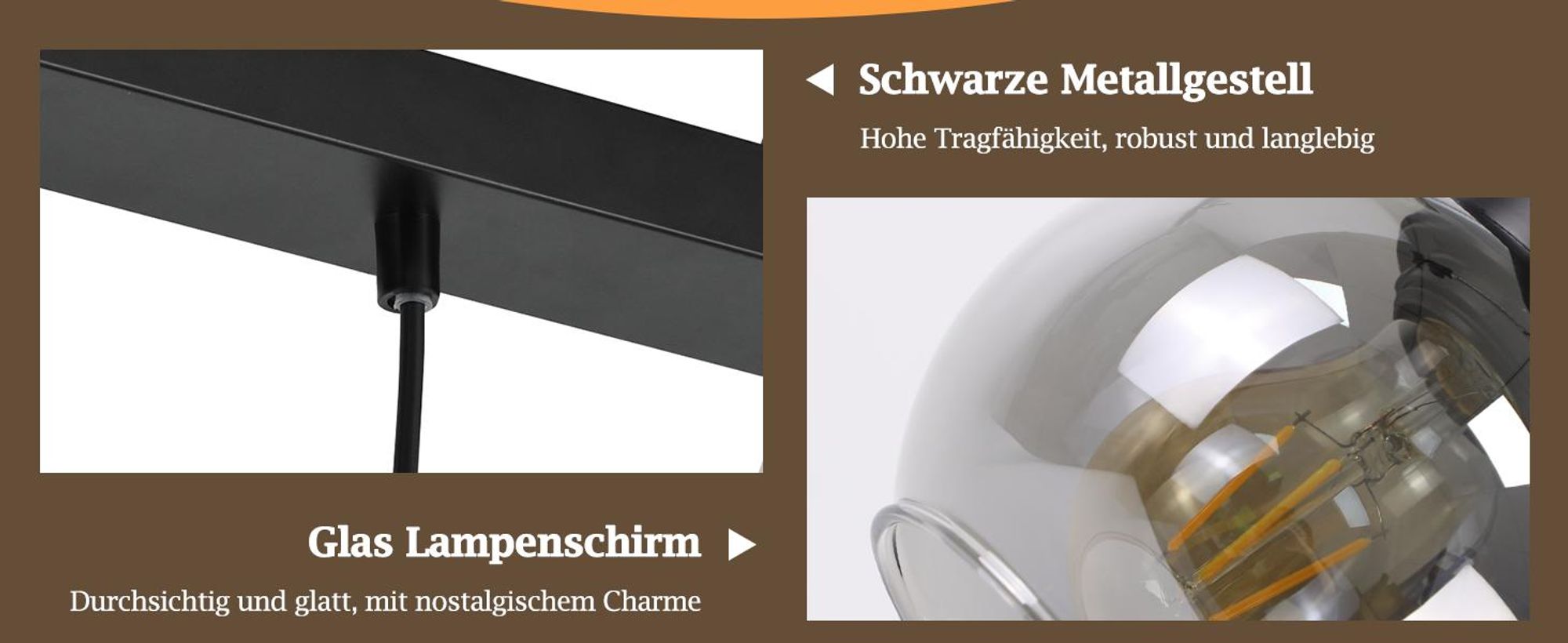 ZMH Hängeleuchte Esstisch Hängelampe E27 4 Flammig Esszimmerlampe Höhenverstellbar Industrial Hängeleuchte Vintage für Schlafzimmer Büro Rauchgrau