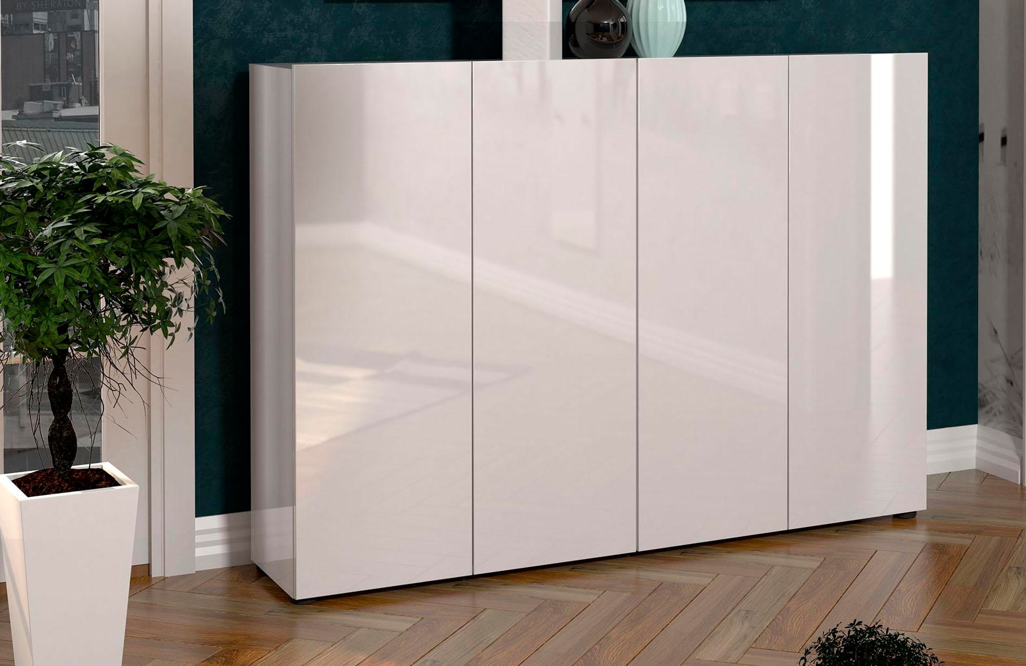 Glossy Schuhschrank – Schrank mit Hochglanz-Fronten und 10 Einlegeböden