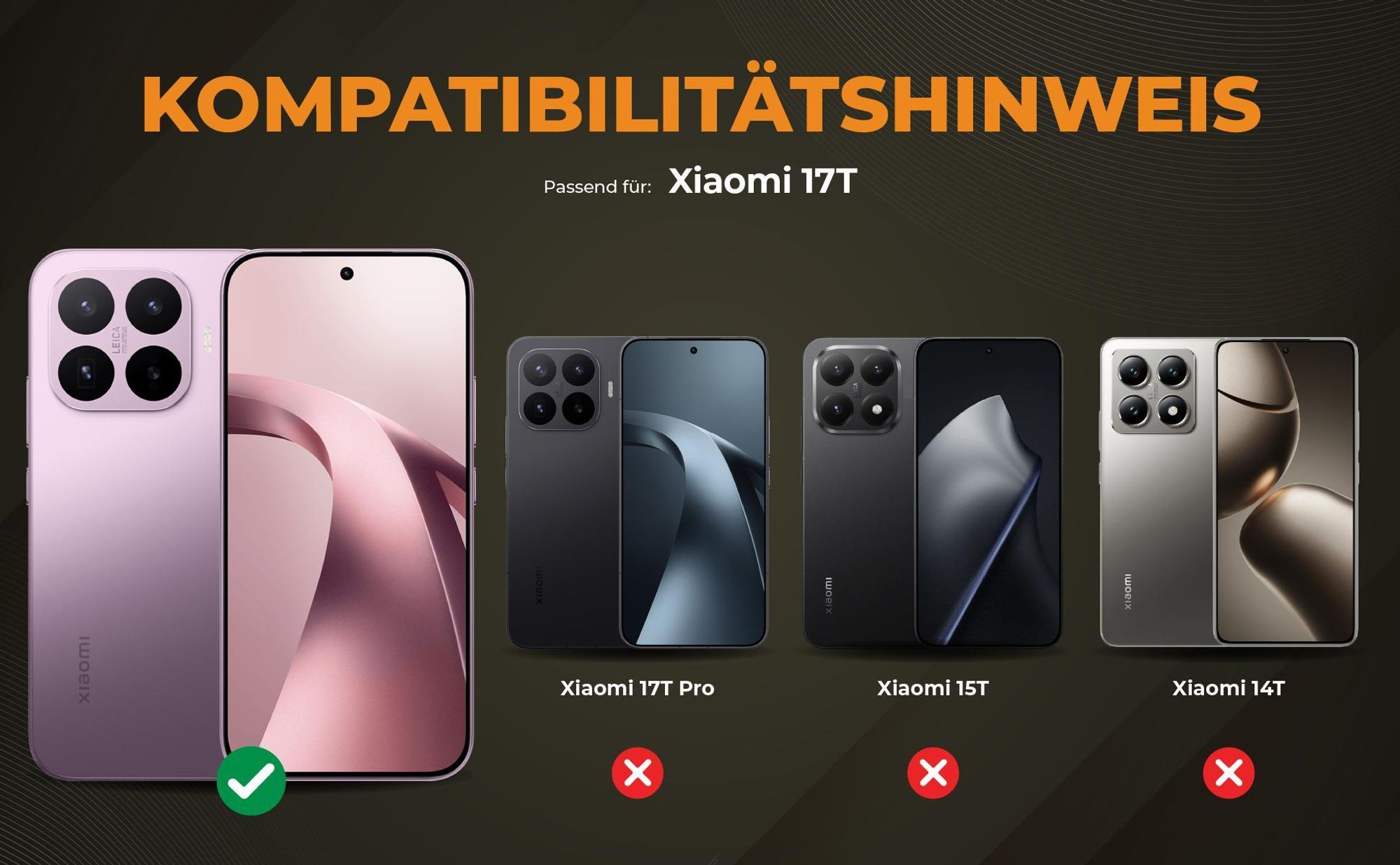 Kompatibilitätshinweise Hülle für Xiaomi 17T