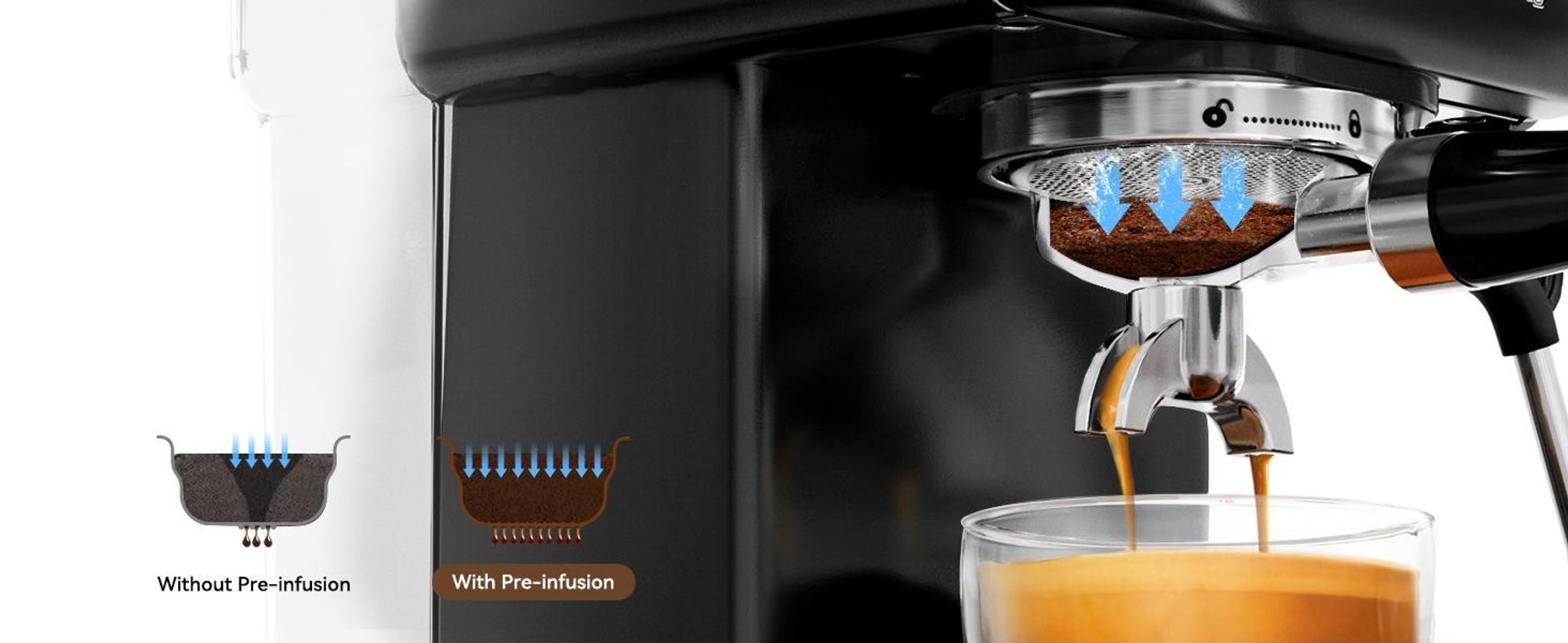 HiBREW H10A Espressomaschine halbautomatisch, 19 Bar, Edelstahl, programmierbar, 1,8L Wassertank, Milchaufschäumer, Tassenwärmer, Display, Schwarz