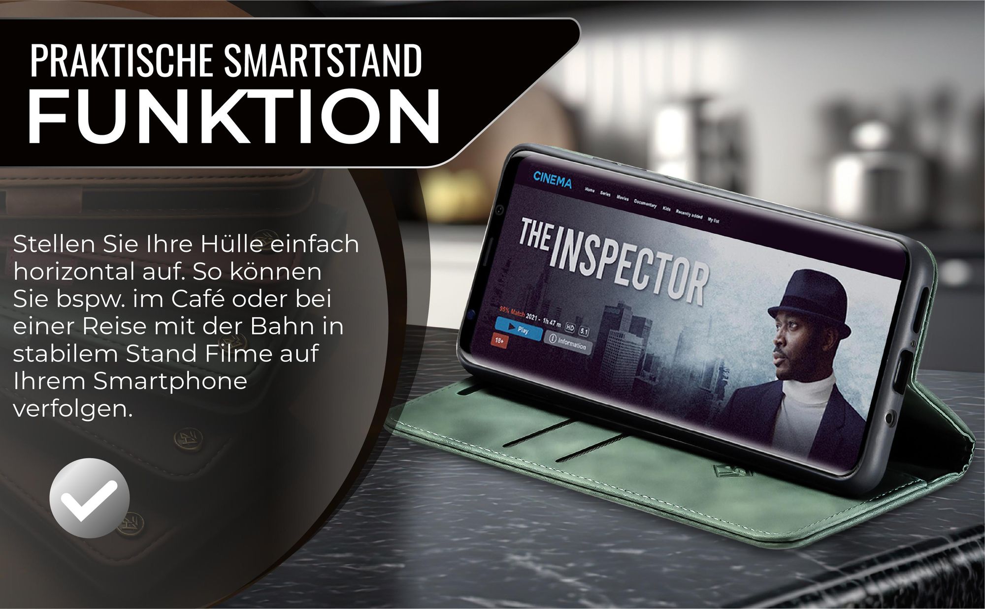 Hülle für Samsung Galaxy S9+ mit praktischer Aufstellmodus für Videostreaming