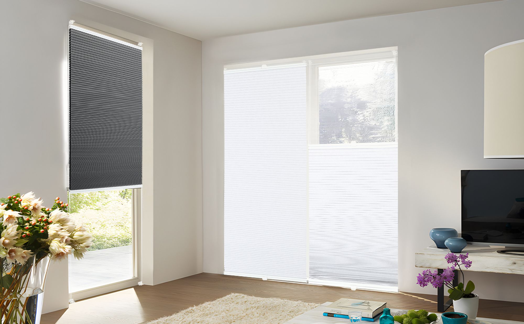 Sekey Wabenplissee ohne Bohren 50×100 cm Doppelplissee Grau-Weiß Plissee Klemmfix 100% Verdunklung & Sonnenschutz Faltrollo Klemmfix für Fenster & Tür