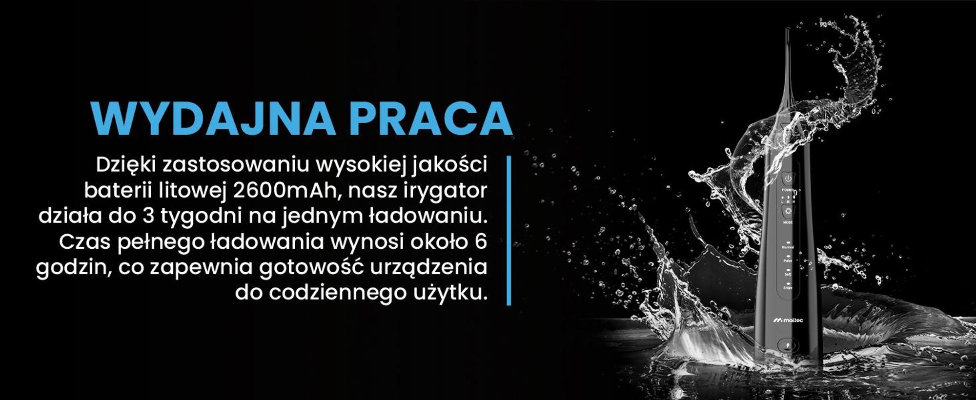 Wydajny irygator do jamy ustnej z baterią i etui podróżnym