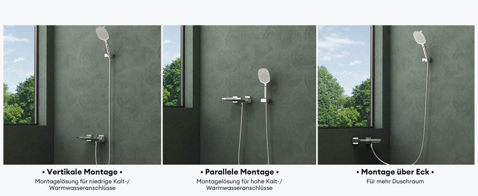 Mai & Mai Badewannenarmatur mit Handbrause Wasserfall Wannenarmatur 4 Strahlarten Wandarmatur für Badewanne aus Messing Silber DSN-403
