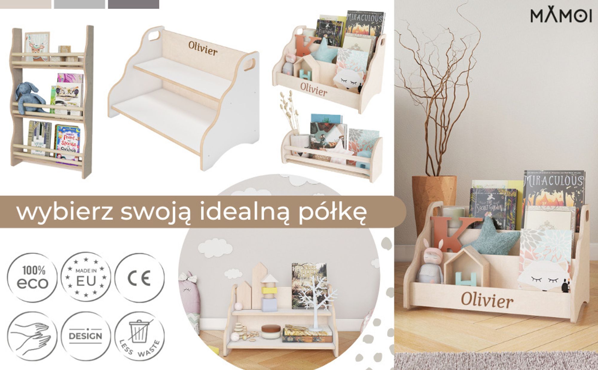 MAMOI® półka na książki dla dzieci | półka na książki dla dzieci | półka na książki dla dzieci | półka na książki do pokoju dziecięcego | półka
