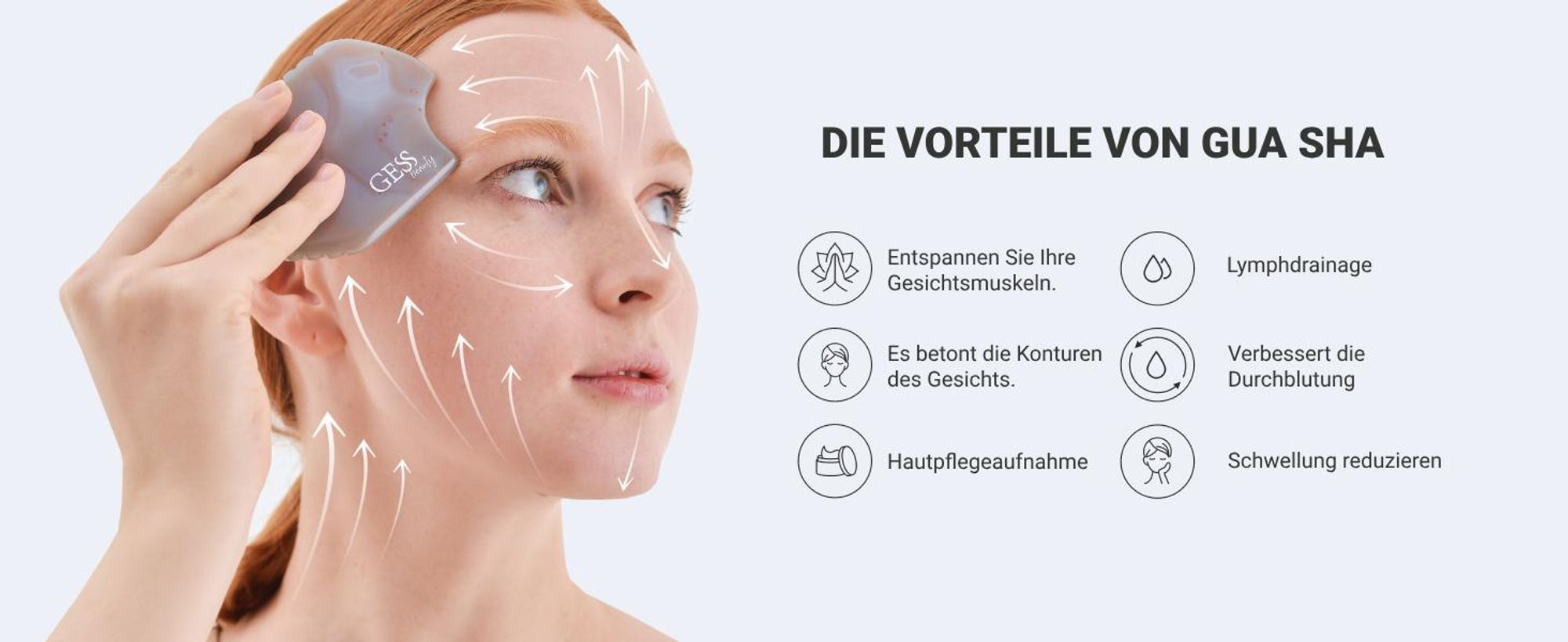 GESS Gua Sha Liyan Naturstein Achat, Gesichtsstein für Face Yoga Guasha Stein