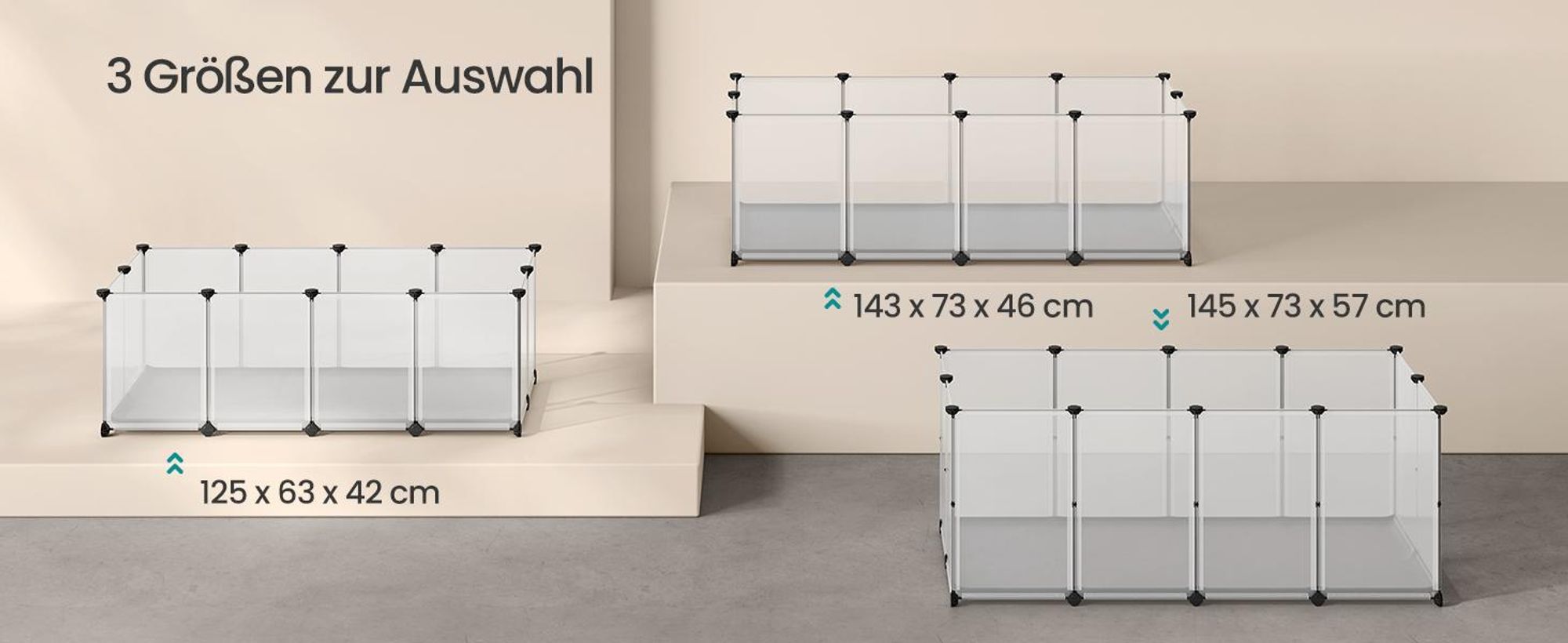 SONGMICS Kleintiergehege mit Bodenplatten, Gehege mit wasserfester Unterlage