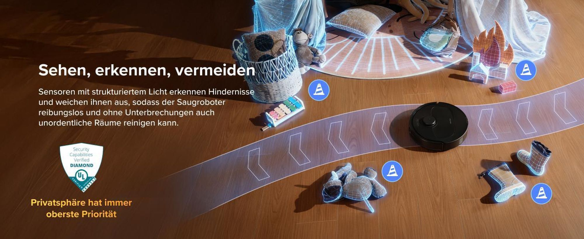 Roborock Qrevo S Pro Set Staubsauger Roboter mit Wischfunktion, 18.500Pa(Upgrade von QV 35A), Anti-Tangle System, 75 °C Heißwasser-Moppwäsche, Schwarz