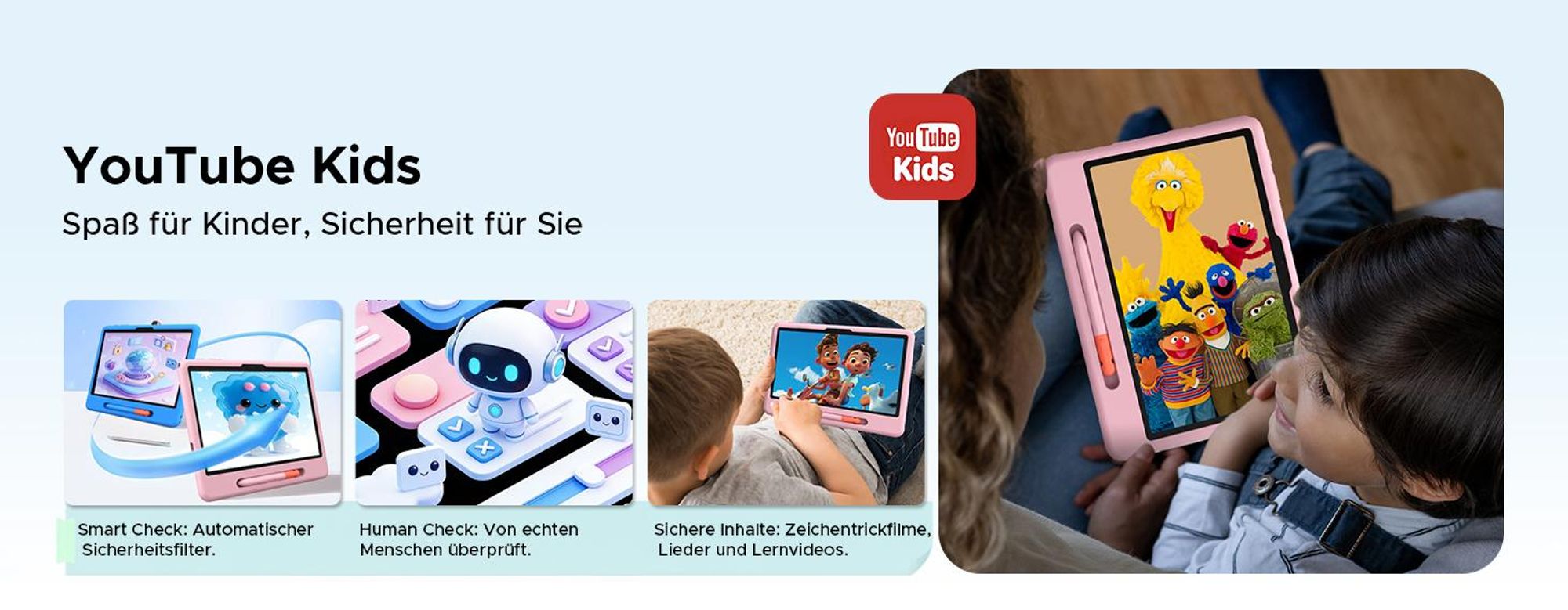 POCKAM P10 Kids 10.1" Tablet, Gemini AI, Android 16, 32(6+26)GB RAM+64GB ROM/TF 2TB, 7000mAh, WiFi Tablet für Kind mit Kindgerechte Hülle und Stift