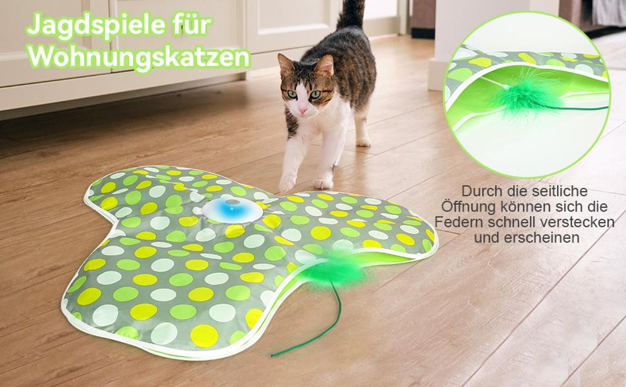 Katzenspielzeug, Elektrisch Interaktives Spielzeug, Selbstbeschäftigung, Versteckspiel, Beweglicher Feder Quietschender Maus, USB Wiederaufladbar