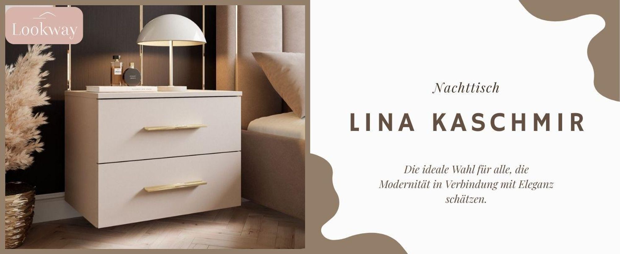 Hängender Nachttisch LINA KASCHMIR 2S LED mit schwarzem Griff