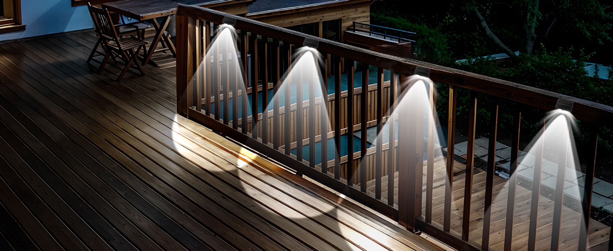 12er-Pack Solar-Zaunleuchten für den Außenbereich, wasserdicht, hohe Helligkeit, LED-Spotlinse, Deckleuchten, 7 Modi, Warm- und Kaltweiß, RGB