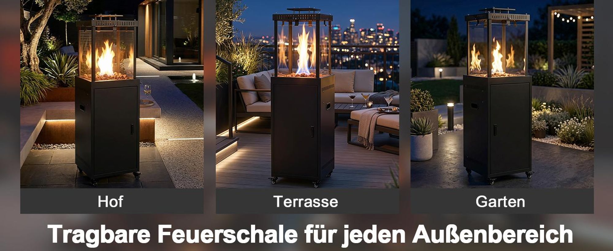 11 kW rauchfreier Propan Gas‑Terrassenheizer mit Lavasteinen