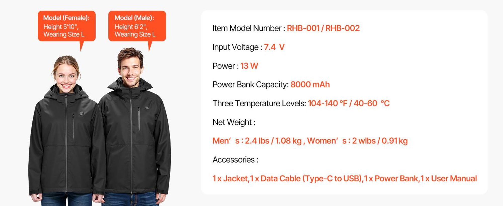 VEVOR Beheizte Jacke für Damen mit 7,4-V-Akku, elektrischer Softshell-Heizmantel, winddichte, Heizjacke, leichte Oberbekleidung mit 5 Heizzonen und 3 Heizstufen, maschinenwaschbar, M