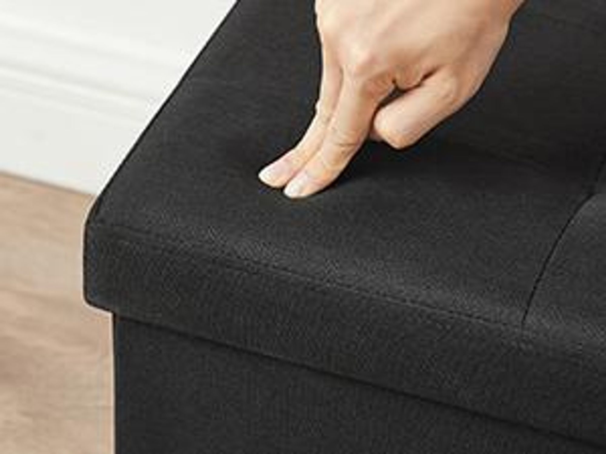 SONGMICS 110 cm Sitzbank mit Stauraum, klappbare Sitztruhe, Fußbank, schwarz