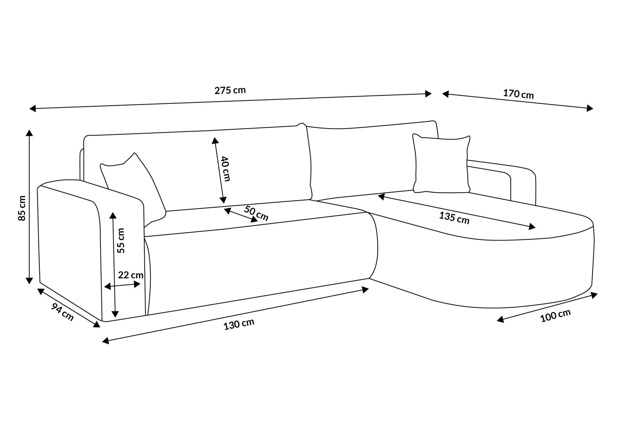 VENASI TOKIO Ecksofa mit Schlaffunktion und Bettkasten aus Cord – Schlafsofa Eckcouch Sofa Braun