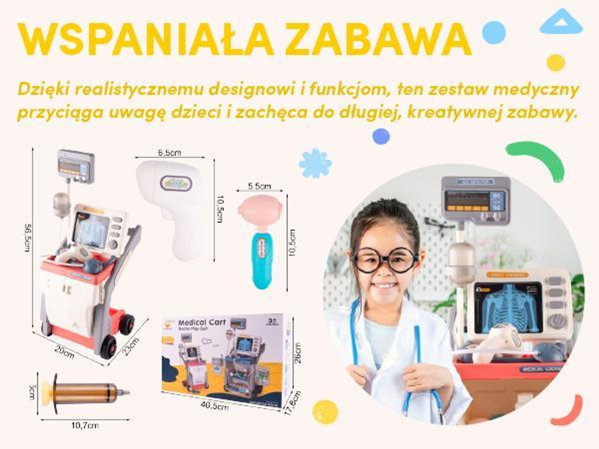 Duży dzięcięcy zestaw lekarski z EKG oraz akcesoriami