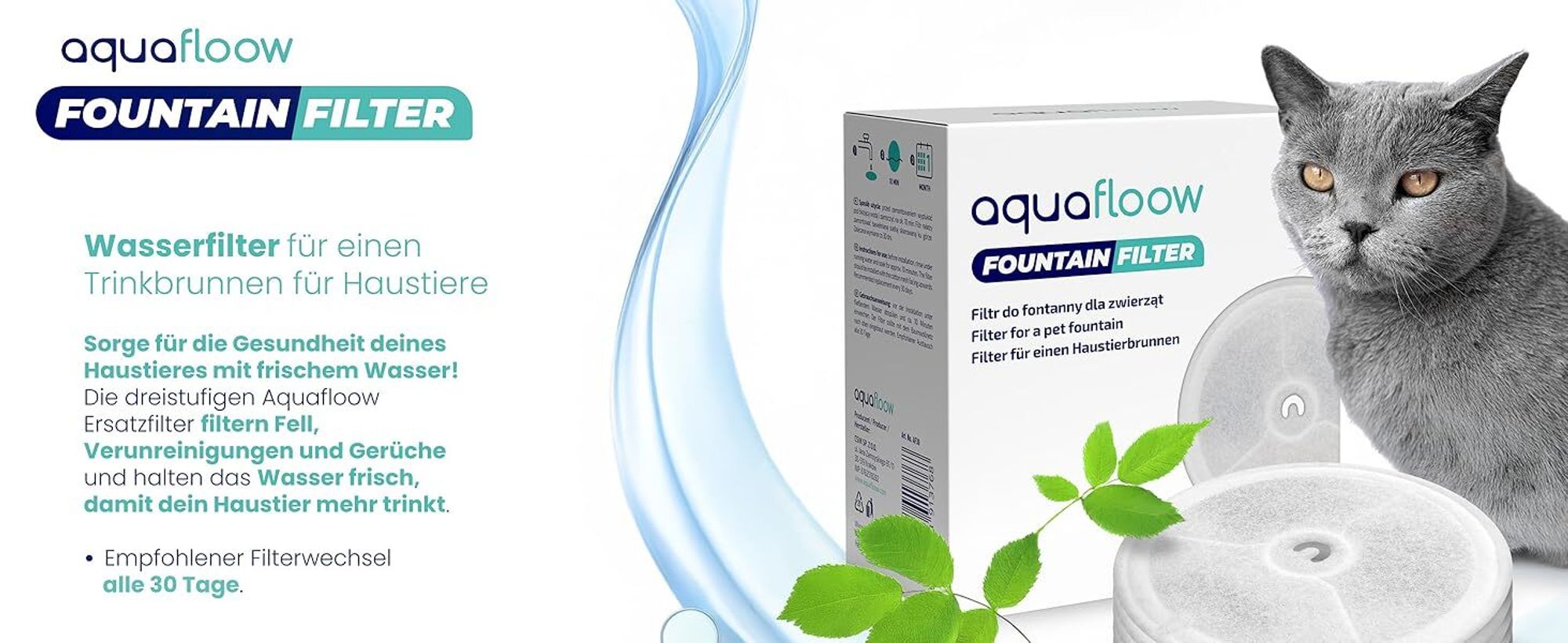 AquaFlow 5er Set Filter für Petkit Eversweet – 3-stufige Filter für Katzenbrunnen, Hunde-Trinkbrunnen