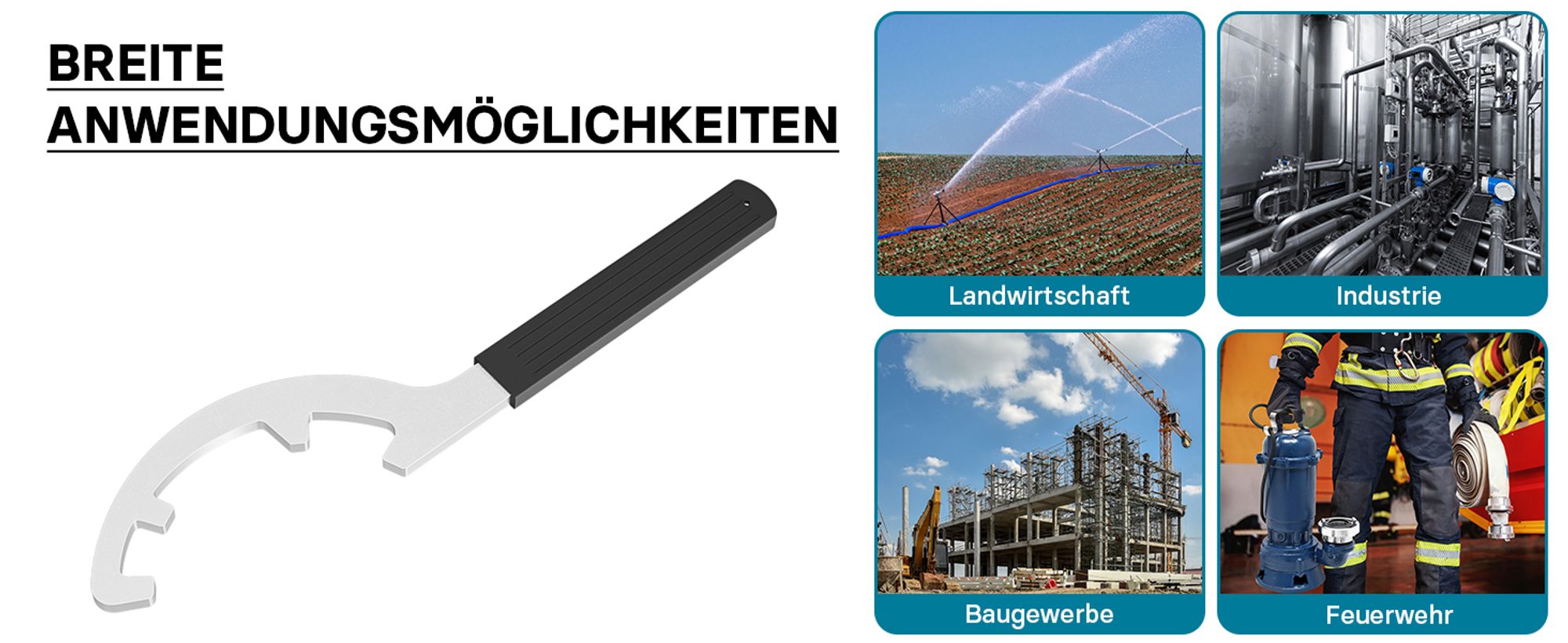 Wiltec Storz Kupplungsschlüssel für die Größen A 110 B 75 C 52 zum Lösen von Storz Kupplungen Schlüssel Storz Kupplung