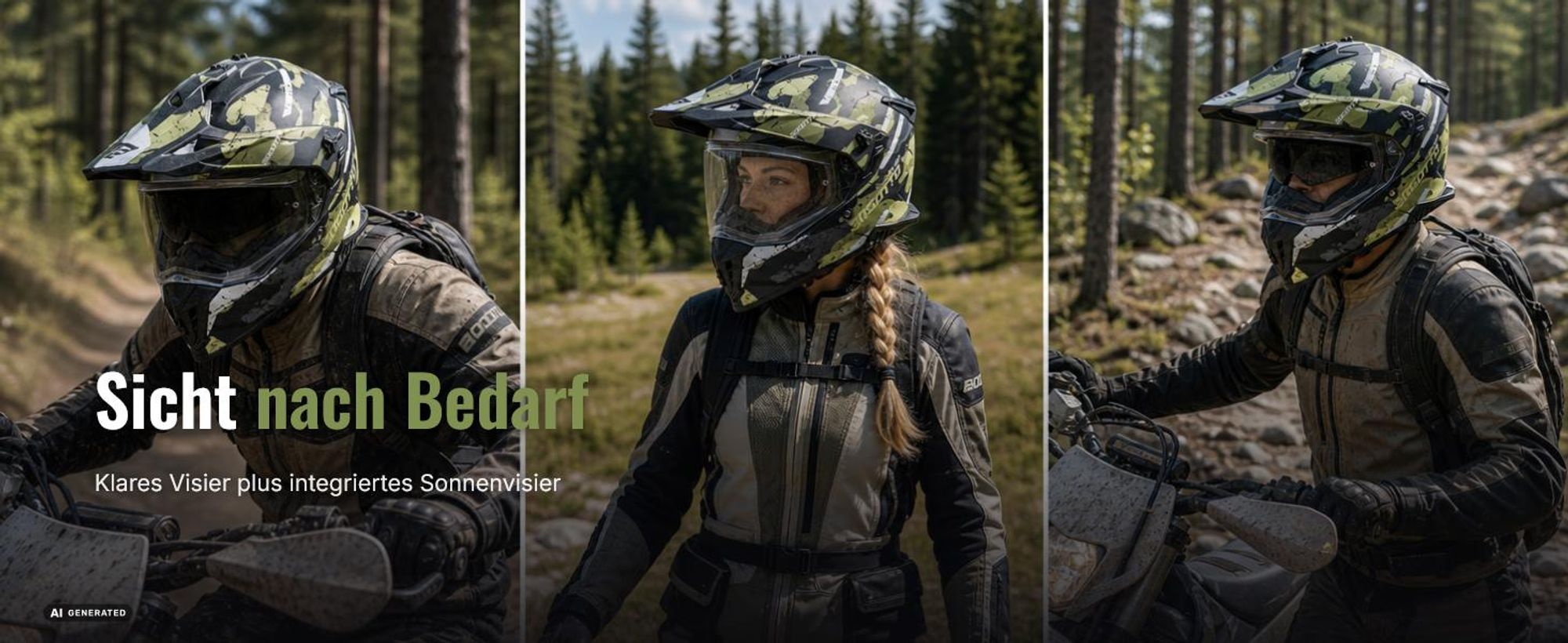Bogotto FG-601 Sniper Fiberglas Enduro Helm, schwarz matt/grau, L (59/60)