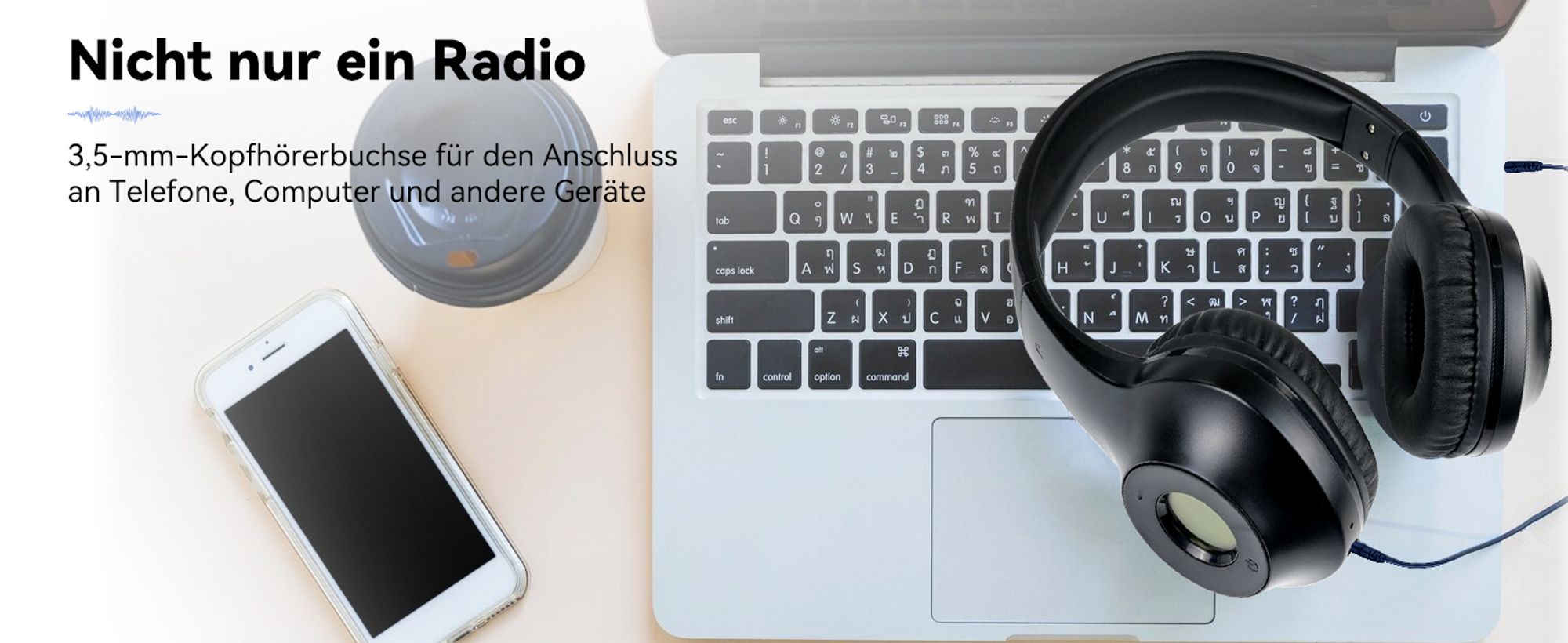 Retekess TR104P Headset, FM Radio, verstellbarer Kopfbügel, Geräuschunterdrückung, Stereo-Kopfhörer, batteriebetrieben
