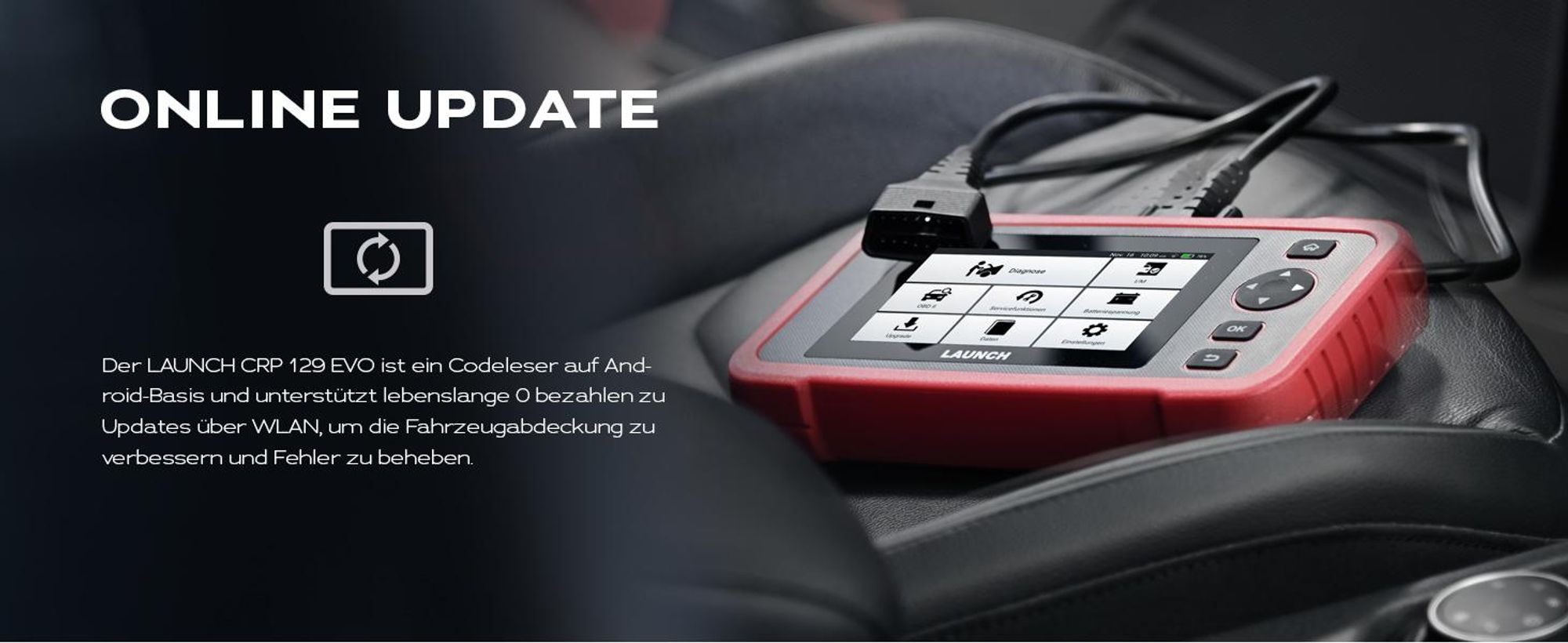 LAUNCH CRP129EVO OBD2 Diagnosegerät für 4 Systeme mit 8 Servicefunktionen V2